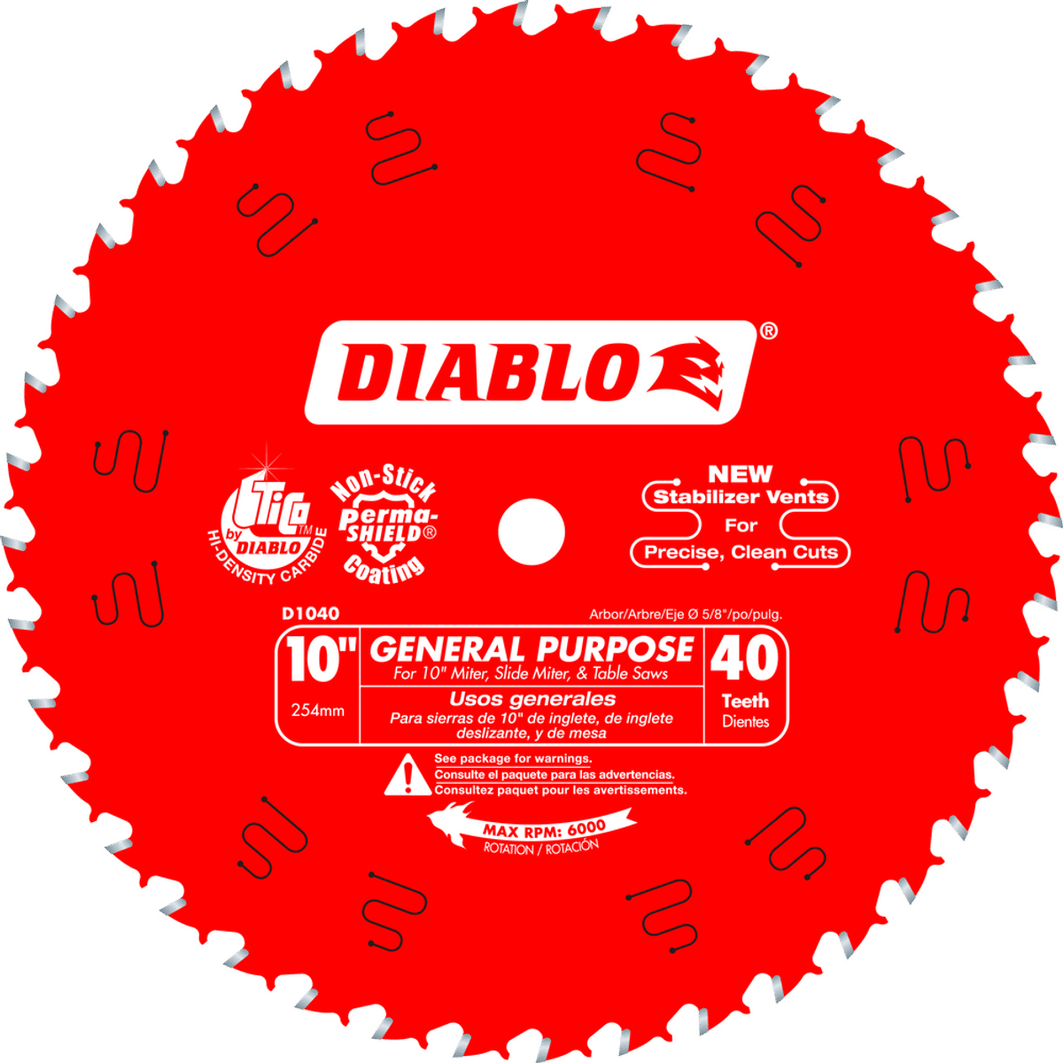 Diablo D1040X 10" x 40-Teeth General Purpose Saw Blade for Wood