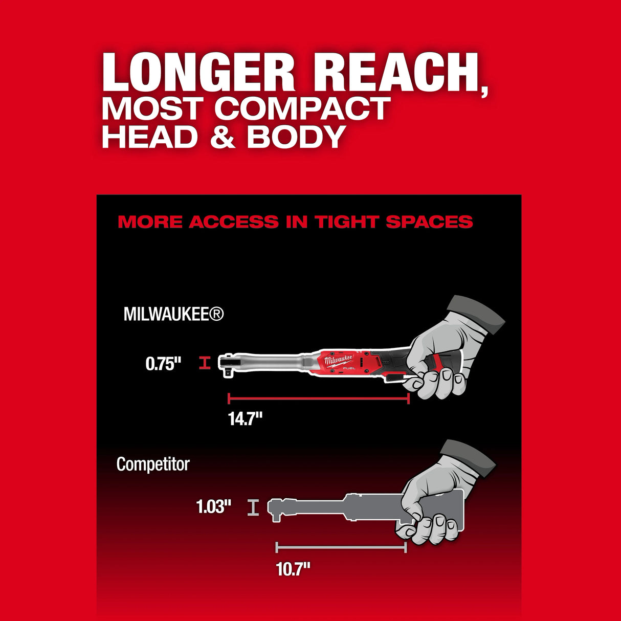 Milwaukee 3059-20 M12 FUEL™ 3/8" Extended Reach Ratchet