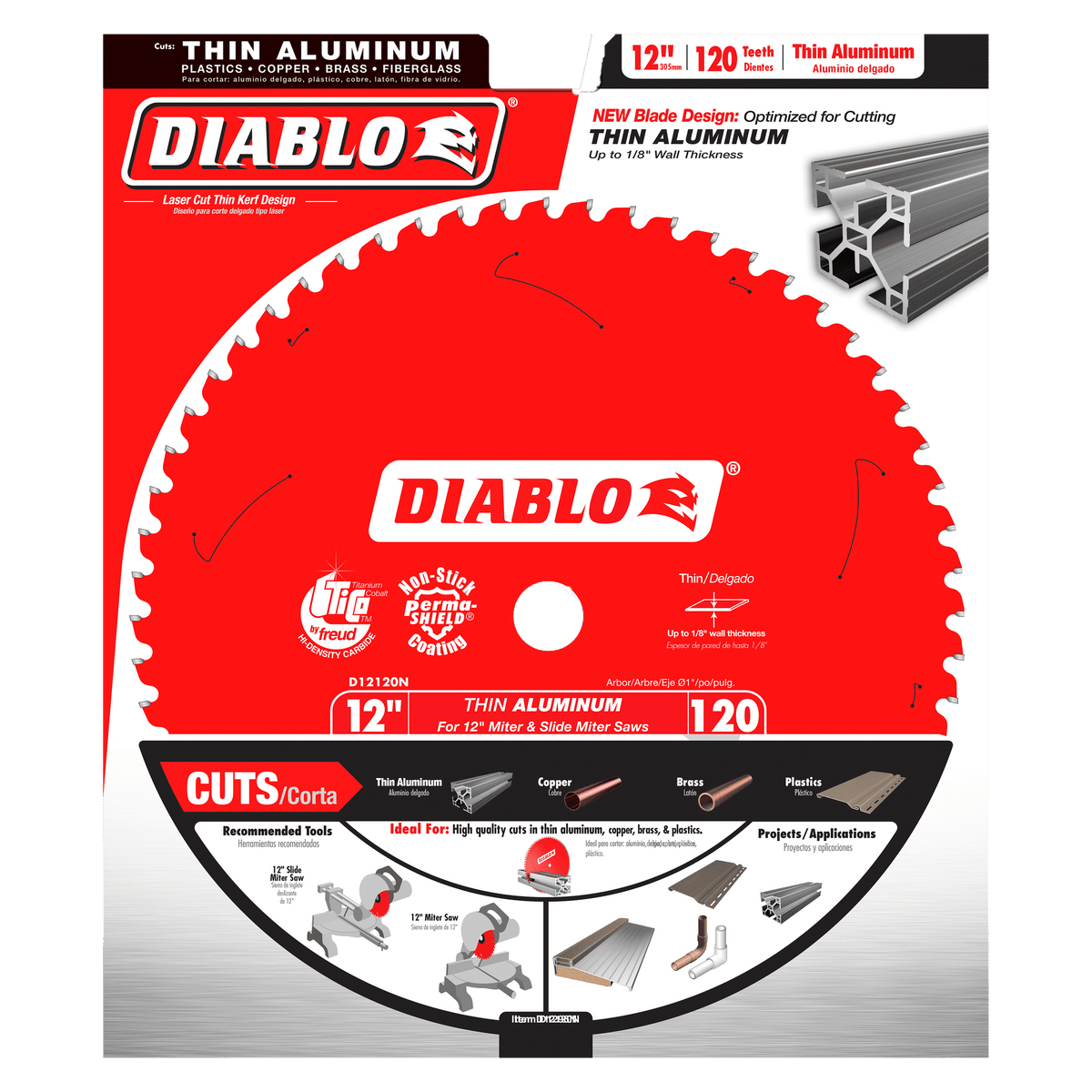 DIABLO D12120N 12" x 120-Teeth Aluminum Saw Blade for Thin Non-Ferrous Metal