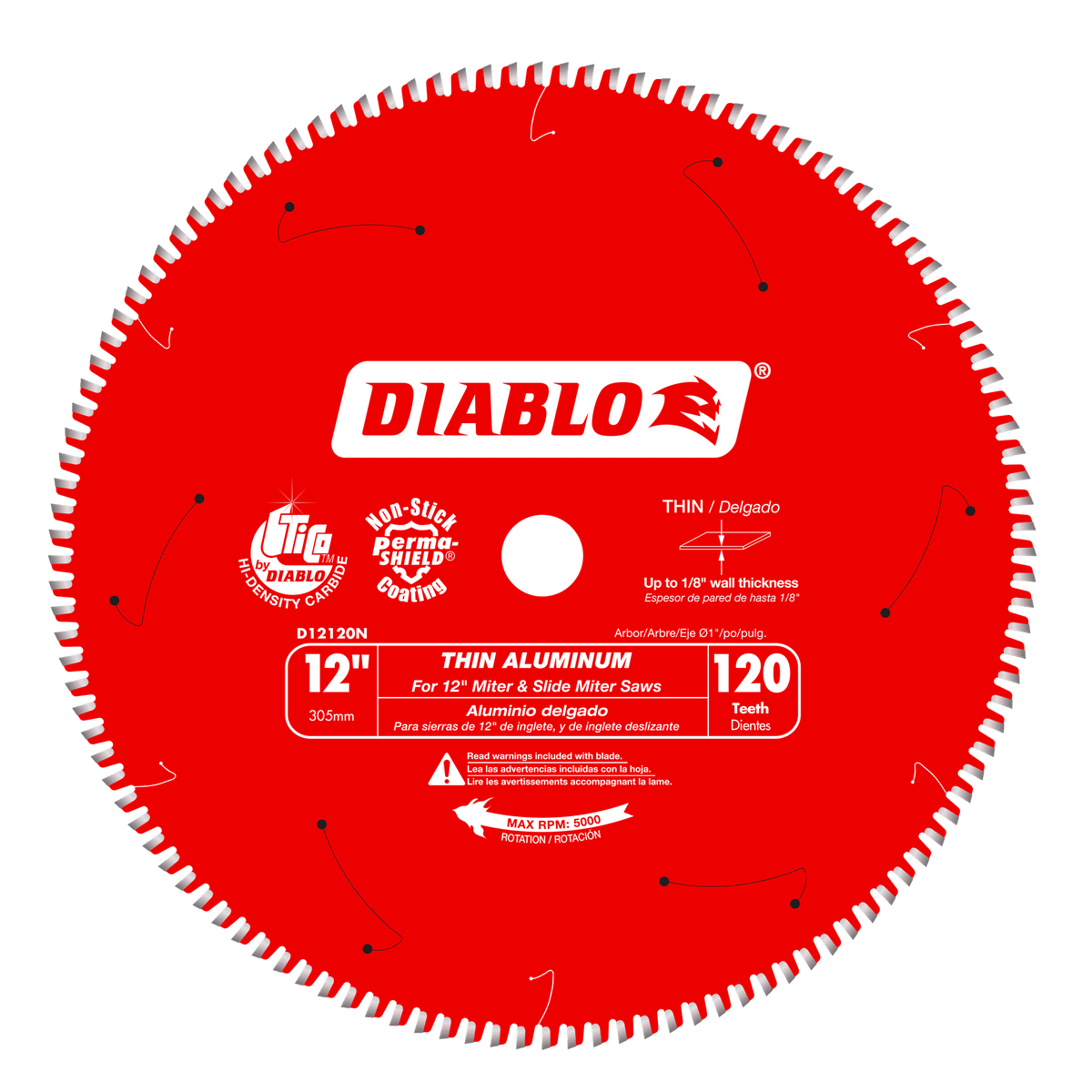 DIABLO D12120N 12" x 120-Teeth Aluminum Saw Blade for Thin Non-Ferrous Metal