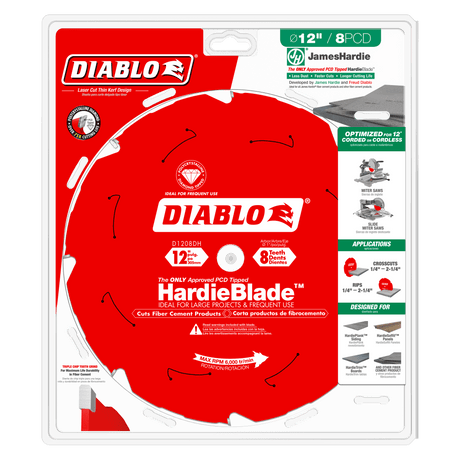 DIABLO D1208DHC 12" x 8-Teeth HardieBlade™ Saw Blade for Fiber Cement
