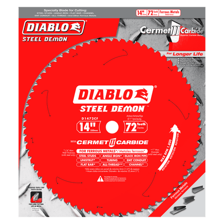 DIABLO D1472CF 14" x 72-Teeth Steel Demon™ Cermet II Saw Blade for Medium Metal