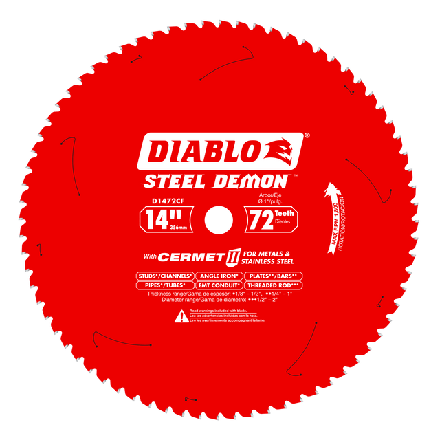 DIABLO D1472CF 14" x 72-Teeth Steel Demon™ Cermet II Saw Blade for Medium Metal