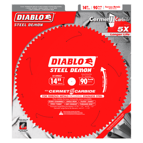 DIABLO D1490CF 14" x 90-Teeth Steel Demon™ Cermet II Saw Blade for Thin Metal