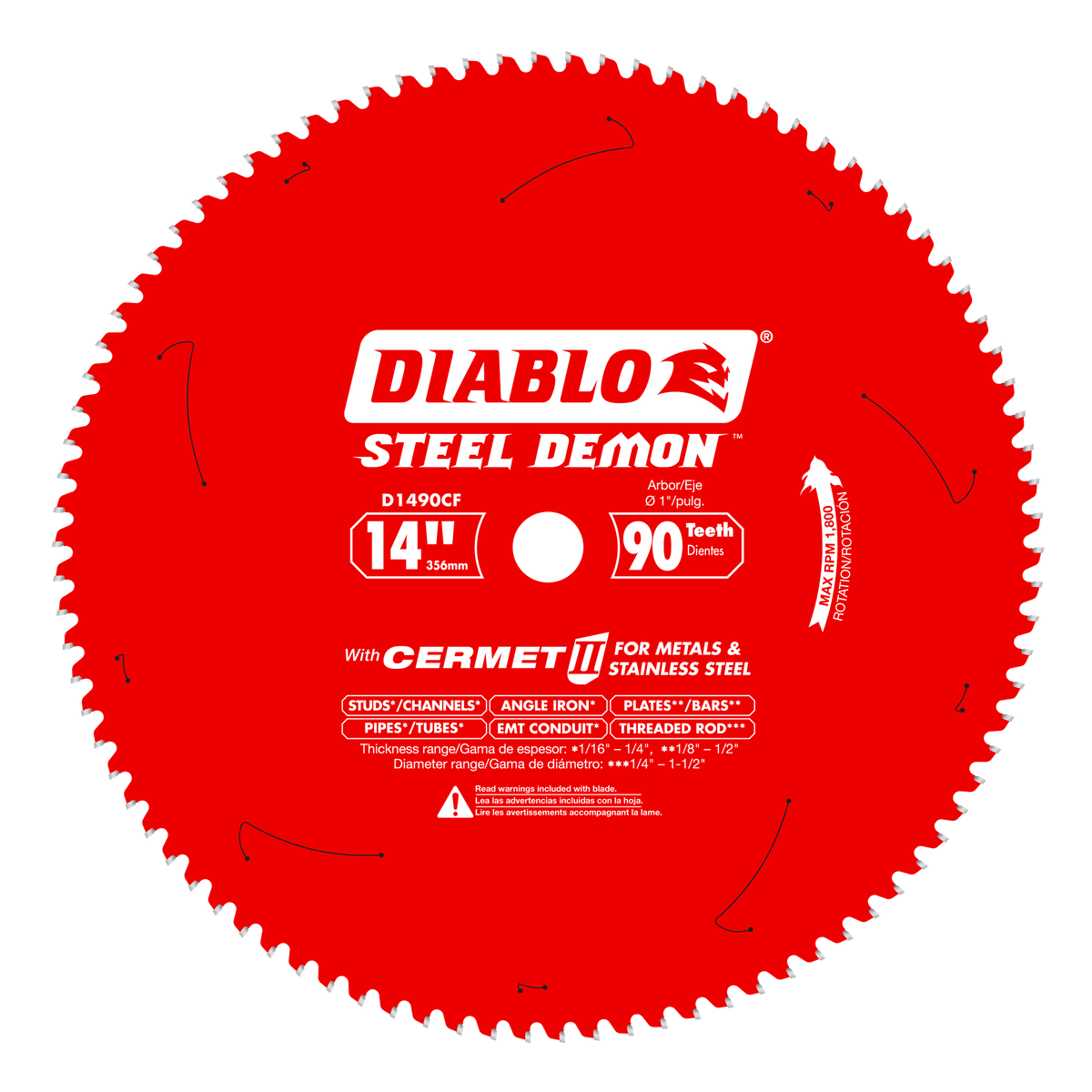 DIABLO D1490CF 14" x 90-Teeth Steel Demon™ Cermet II Saw Blade for Thin Metal