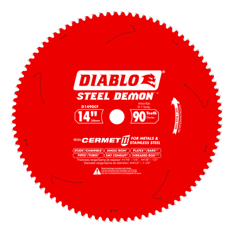 DIABLO D1490CF 14" x 90-Teeth Steel Demon™ Cermet II Saw Blade for Thin Metal