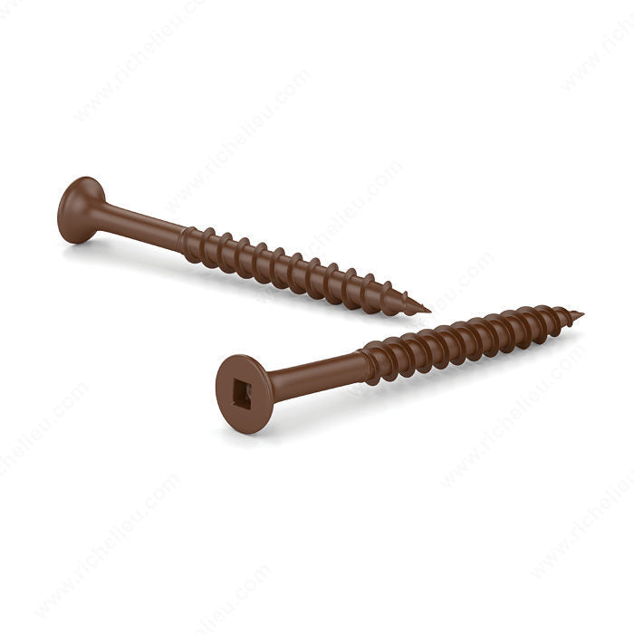 RELIABLE 8 x 1-1/2" Brown Treated Wood Screw, Bugle Head, Square Drive, Coarse Thread - 600pcs