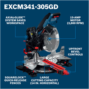 Bosch EXCM341-305GD 12 In. Dual-Bevel Glide Miter Saw