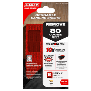 DIABLO DND234080S10N 2-3/4" x 5" Sand Demon™ 80-Grit Reusable Sanding Sheets (10-pk)