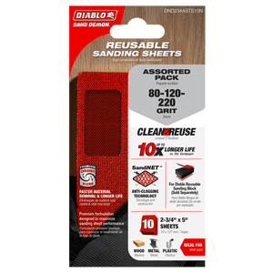 DIABLO DND234ASTS10N 2-3/4" x 5" Sand Demon™ Assorted Reusable Sanding Sheets (10-pk)