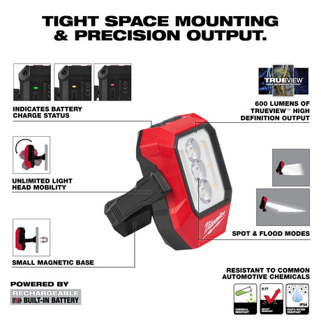 Milwaukee Tool 2015R Rechargeable Pivoting Task Light with Spot Mode