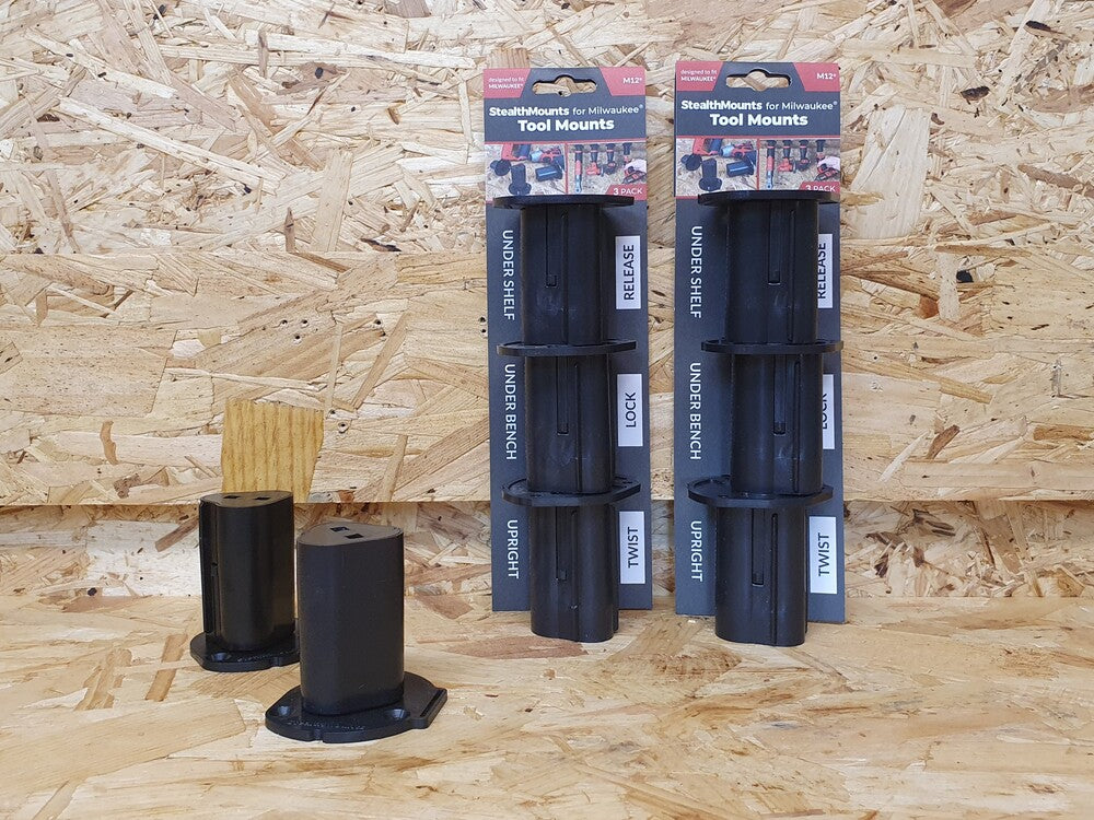 StealthMount TM-MW12-BLK-3 Tool Mounts for Milwaukee M12 (3 Pack) Black