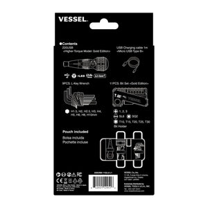 VESSEL Rechargeable BALL GRIP Screwdriver Kit - Gold Edition