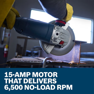 BOSCH GWS25-230JR 9 In. Large Angle Grinder – 15 Amp W/ Lock-On Trigger Switch and Rotatable Main Handle