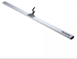 A Makita metal straightedge ruler with a silver aluminum body, black handle, and black tip, shown diagonally on a plain white background.