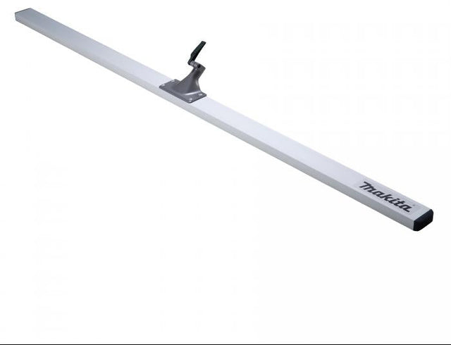 A Makita metal straightedge ruler with a silver aluminum body, black handle, and black tip, shown diagonally on a plain white background.