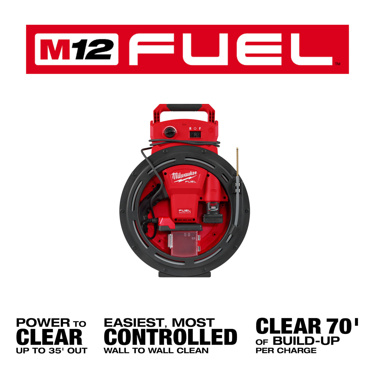 Milwaukee 2519-21 M12 FUEL™ High Speed Chain Snake for 1-1/4”-2” Pipes