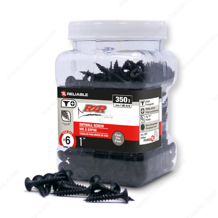 RELIABLE 6 x 1" Drywall Screws Fine Thread - 350pcs
