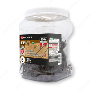 RELIABLE 8 x 2-1/2" Brown Treated Wood Screw, Bugle Head, Square Drive, Coarse Thread - 350pcs
