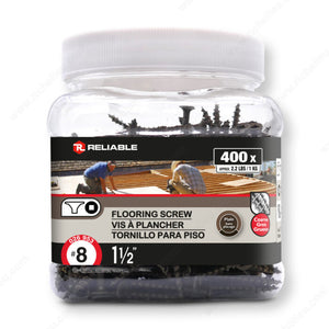 RELIABLE 8 x 1-1/2" Plain Floor Screws , Bugle Head, Square Drive, Coarse Thread - 400pcs