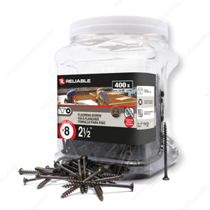 RELIABLE 8 x 2-1/2" Plain Floor Screws , Bugle Head, Square Drive, Coarse Thread - 400pcs