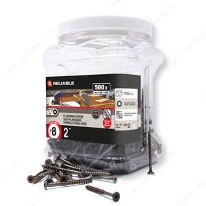 RELIABLE 8 x 2" Plain Floor Screws , Bugle Head, Square Drive, Coarse Thread - 500pcs