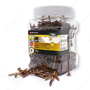 RELIABLE 8 x 1-1/4" Yellow Zinc All Purpose Construction Screw - 700pcs