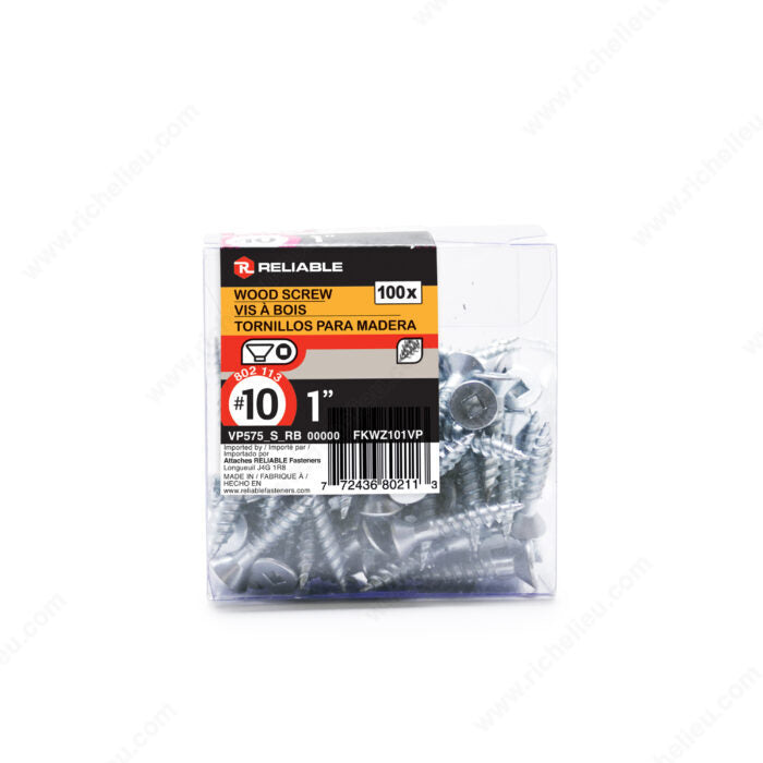 RELIABLE 10 x 1" Flat Head Wood Screw - 100pcs