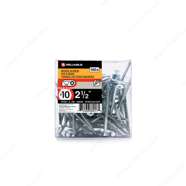 RELIABLE 10 x 2-1/2" Flat Head Wood Screw - 100pcs