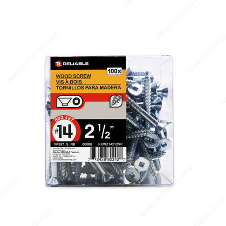 RELIABLE 14 x 2-1/2" Flat Head Wood Screw - 100pcs