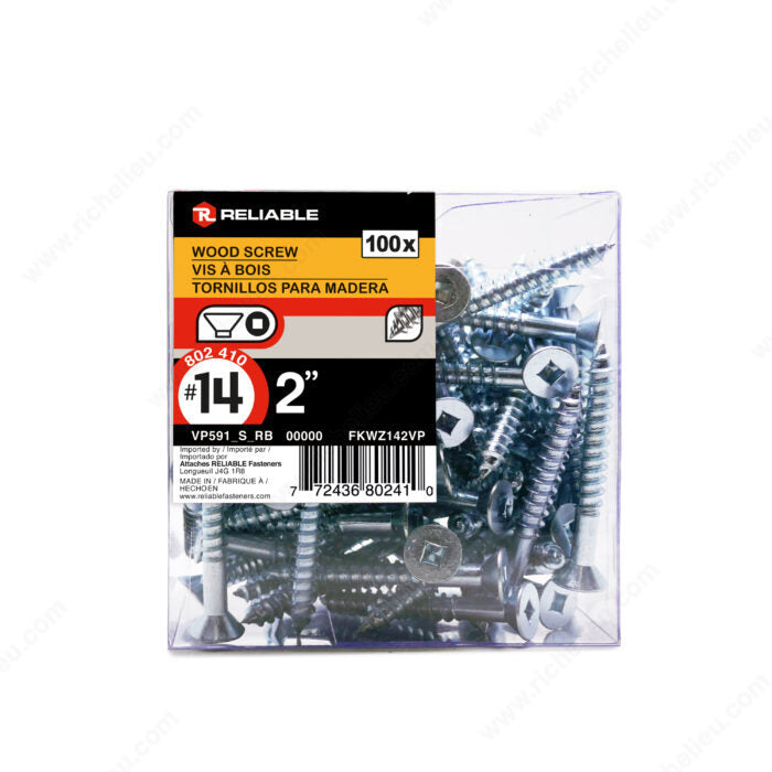 RELIABLE 14 x 2" Flat Head Wood Screw - 100pcs