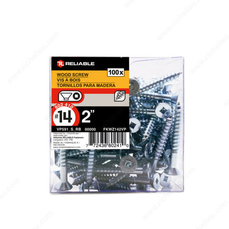 RELIABLE 14 x 2" Flat Head Wood Screw - 100pcs