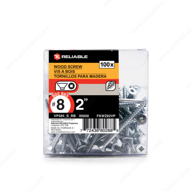 RELIABLE 8 x 2" Flat Head Wood Screw - 100pcs