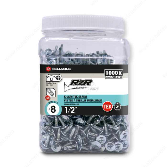 RELIABLE 8 x 1/2" Modified Truss Head Tek Screws - 1000pcs