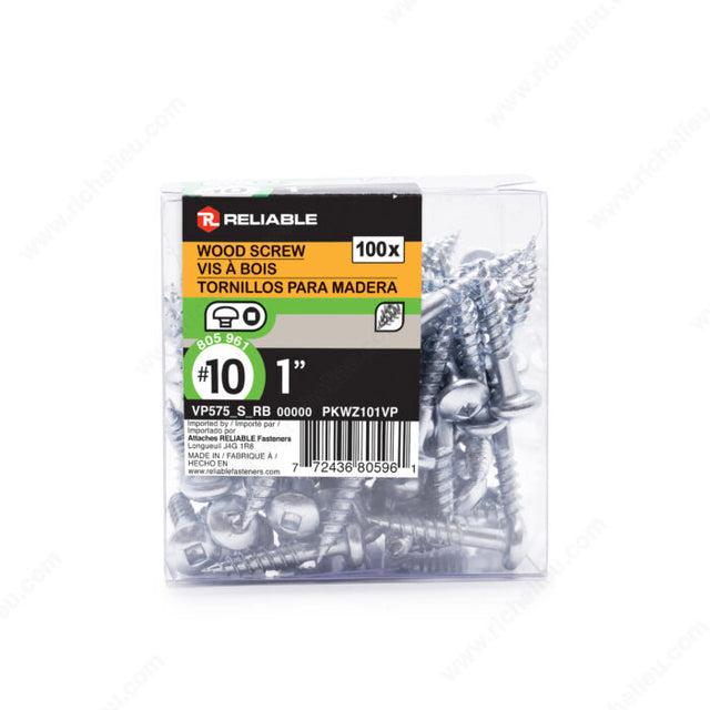 RELIABLE 10 x 1" Pan Head Wood Screw
