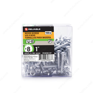 RELIABLE 8 x 1" Pan Head Wood Screw