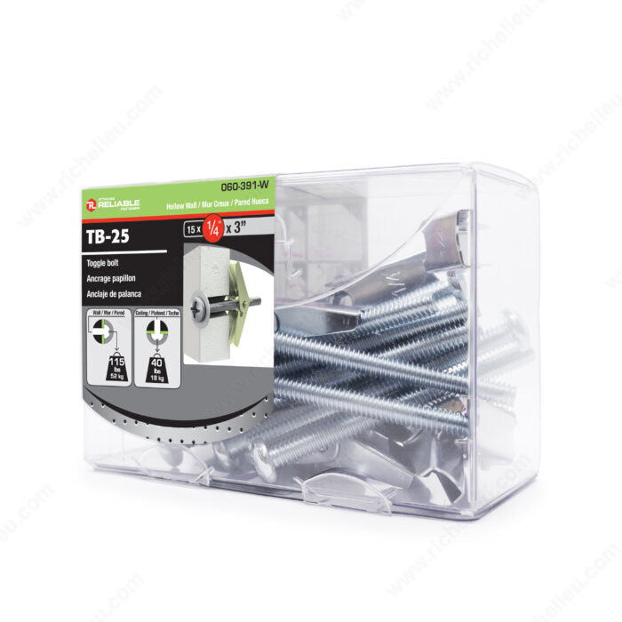 RELIABLE 1/4 x 3" Toggle Bolts - 15pcs