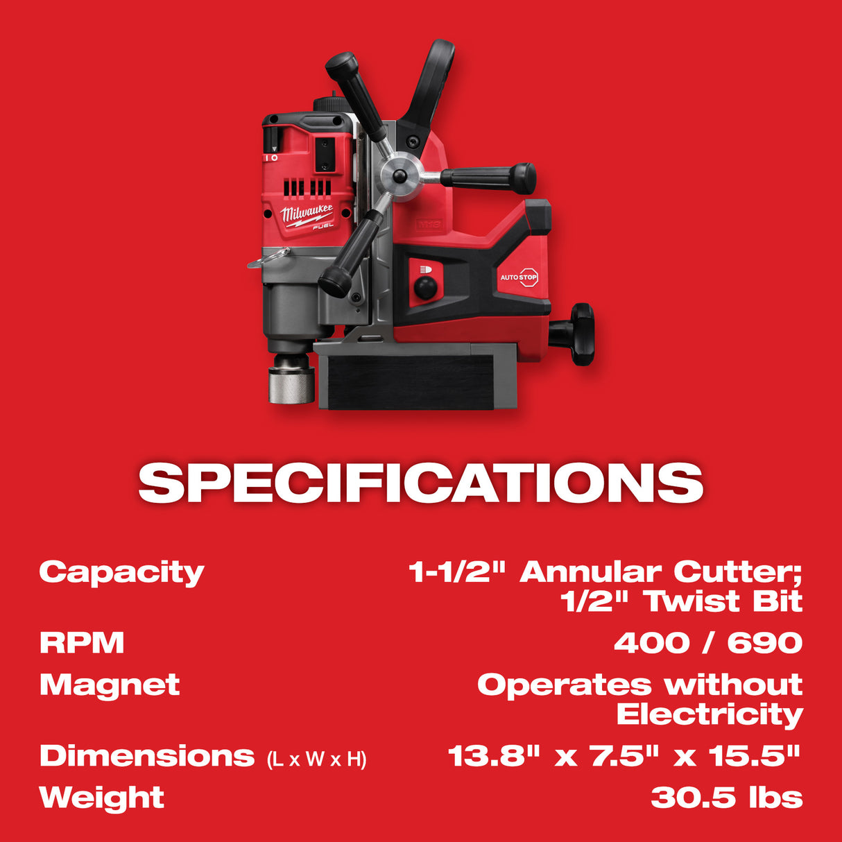 Milwaukee 2787-22HD M18 FUEL™ 1-1/2" Magnetic Drill Kit