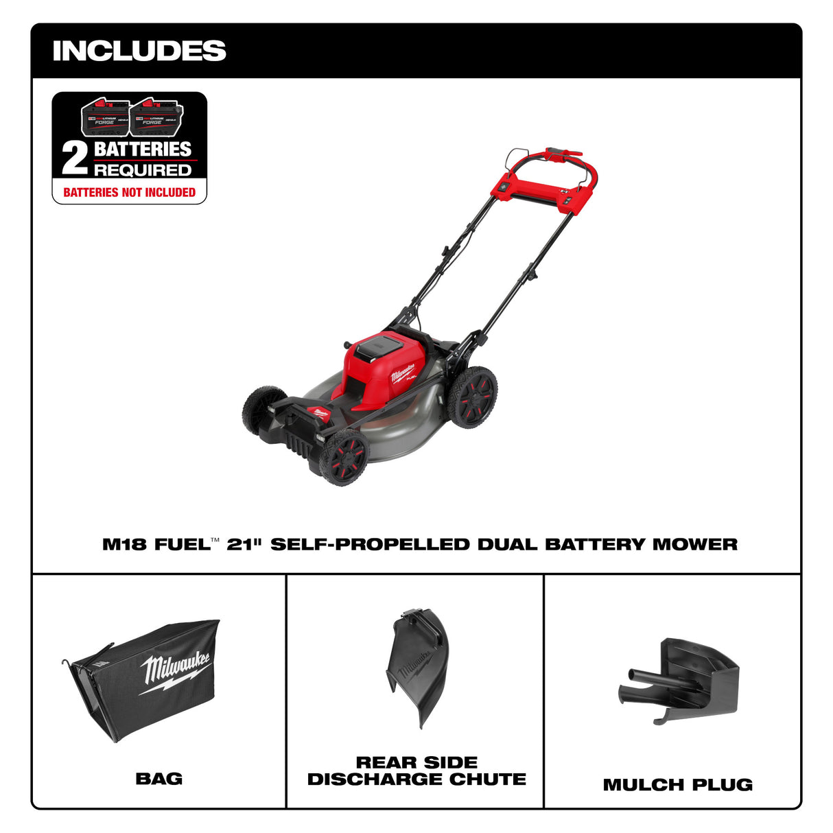 Milwaukee 2823-20 M18 FUEL™ 21" Self-Propelled Dual Battery Mower (Tool Only)