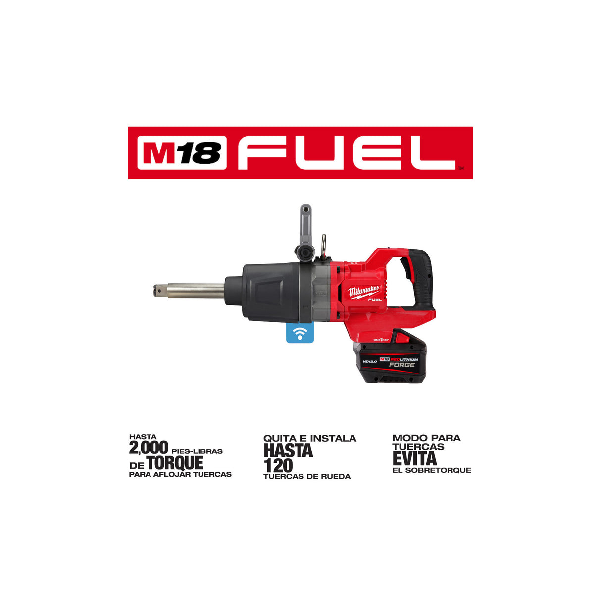 Milwaukee 2869-22HD M18 FUEL™ 1" D-Handle Ext. Anvil High Torque Impact Wrench w/ ONE-KEY™ Kit