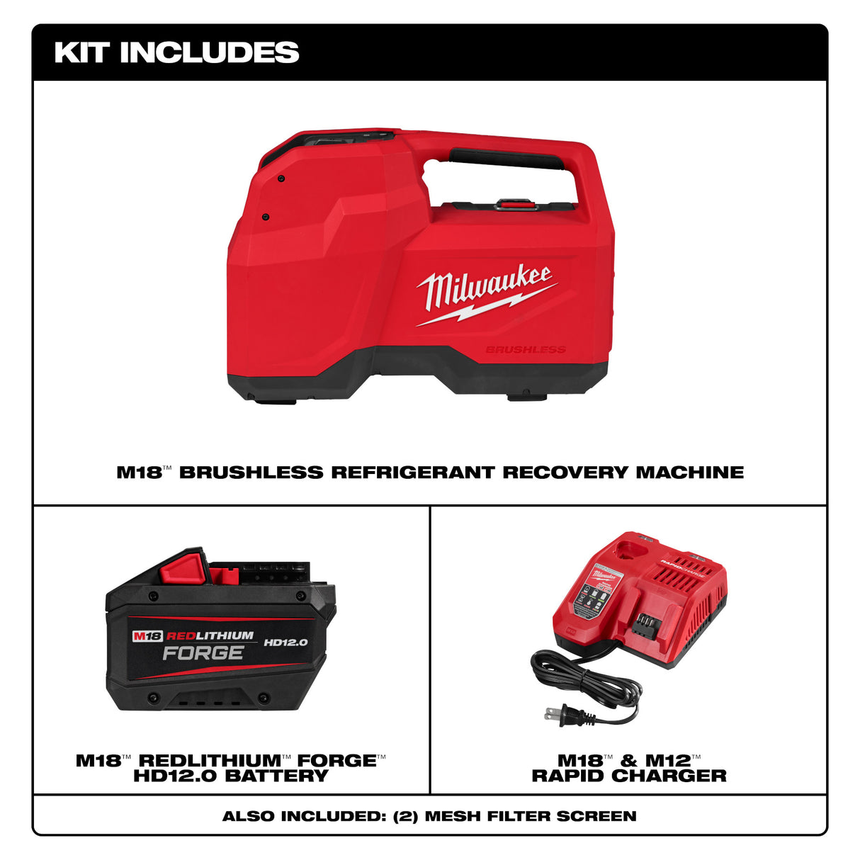 Milwaukee 2938-21 M18™ Brushless Refrigerant Recovery Machine