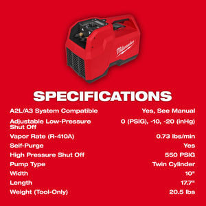 Milwaukee 2938-21 M18™ Brushless Refrigerant Recovery Machine