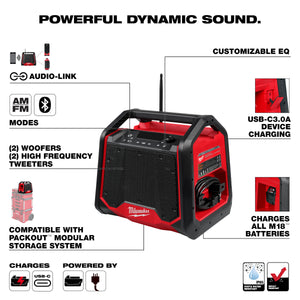 Milwaukee M18 BLUETOOTH® JOBSITE RADIO + CHARGER 2956-20