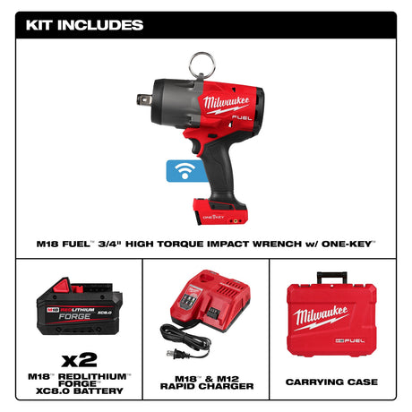 Milwaukee 2964-22 M18 FUEL™ 3/4" High Torque Impact Wrench w/ ONE-KEY™ Kit