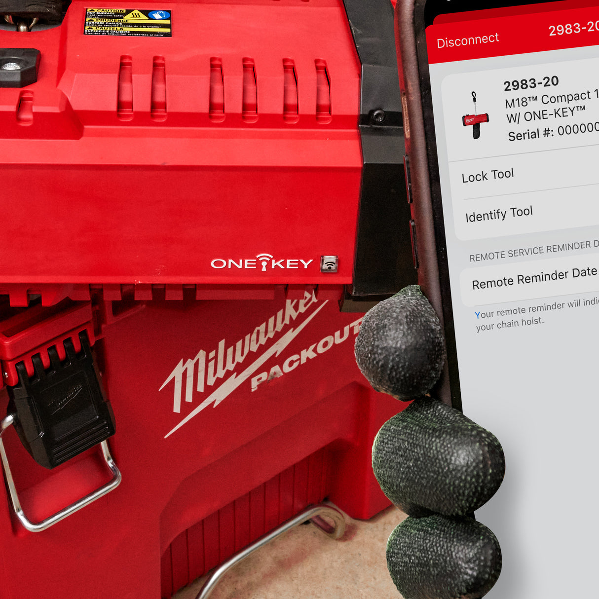 Milwaukee 2983-22HD  M18 Compact 1-Ton Chain Hoist w ONE-KEY  2983-22HD NEW M18™ Compact 1-Ton Chain Hoist w/ ONE-KEY™