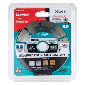 Makita E-07238 X‑LOCK 5" Segmented Diamond Blade for Masonry Cutting