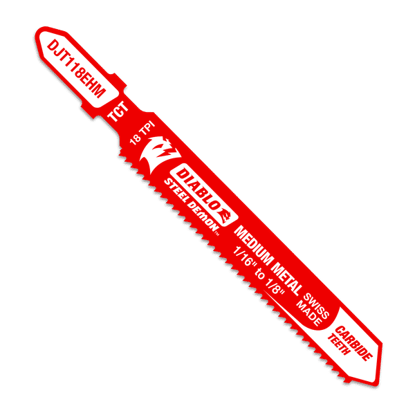 DIABLO DJT118EHM 3-1/4" 18 TPI Carbide T-Shank Jig Saw Blade for Medium Metal