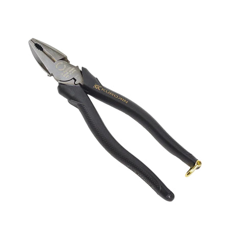 200mm linesman pliers on white - matte black with gold