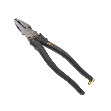 Linesman pliers on white background matte black and gold