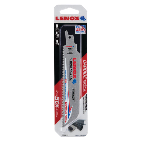 LENOX 2014223 6" x 1" Lazer CT™ Carbide Tipped  Reciprocating Saw Blades (5 Pack)
